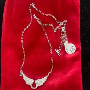 Elegant Silver Diamond Wing Gold Plated Stainless Steel Necklace